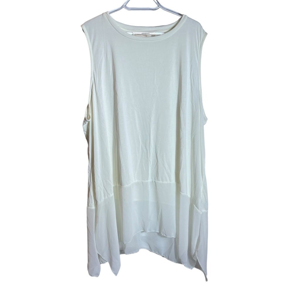 Soft Surroundings White Tiered Longline Sleeveless Tunic, 3X